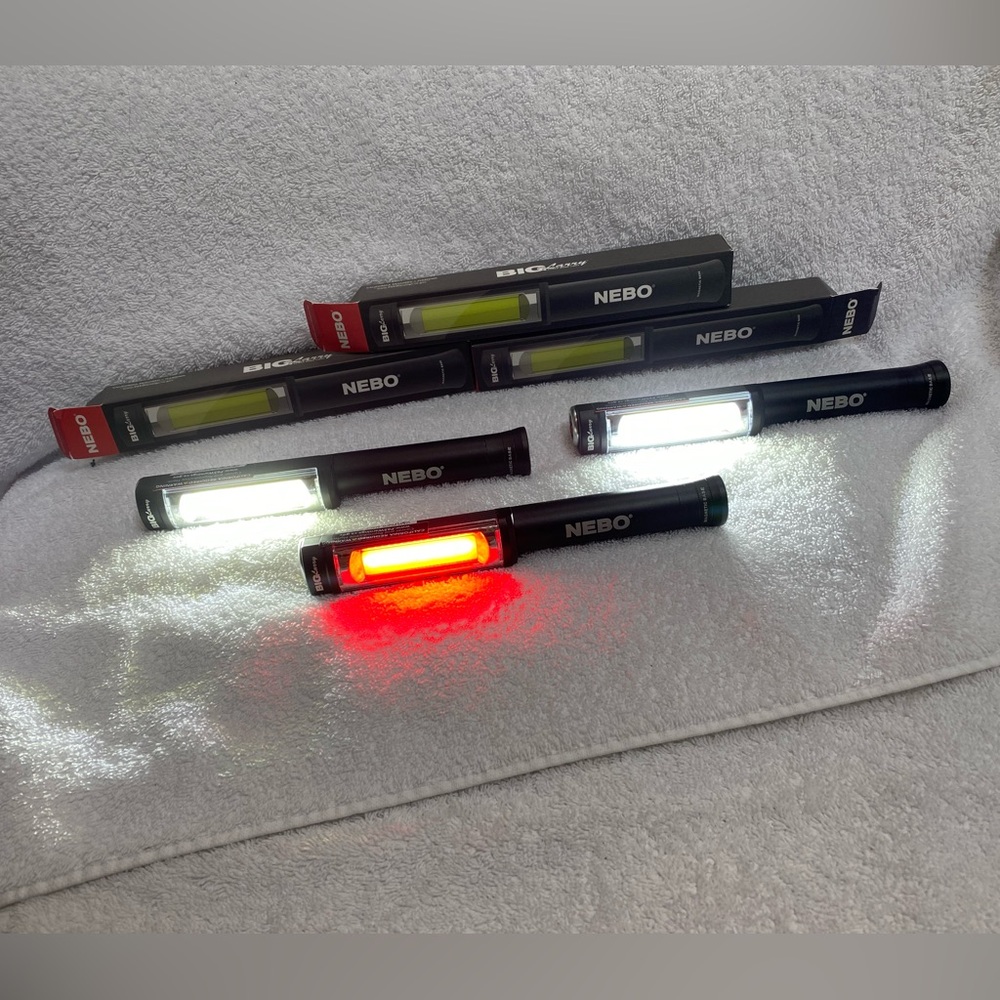 3 NWT Big Larry NEBO LED Flashlights. High/Low/Red Hazard Flasher. Magnetic Base